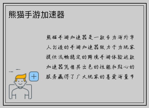 熊猫手游加速器